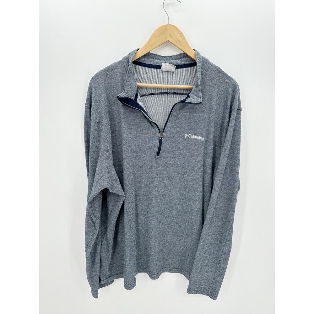Columbia Quarter Zip Pullover Mens XL‎ Blue Lightweight Collar Sweatshirt